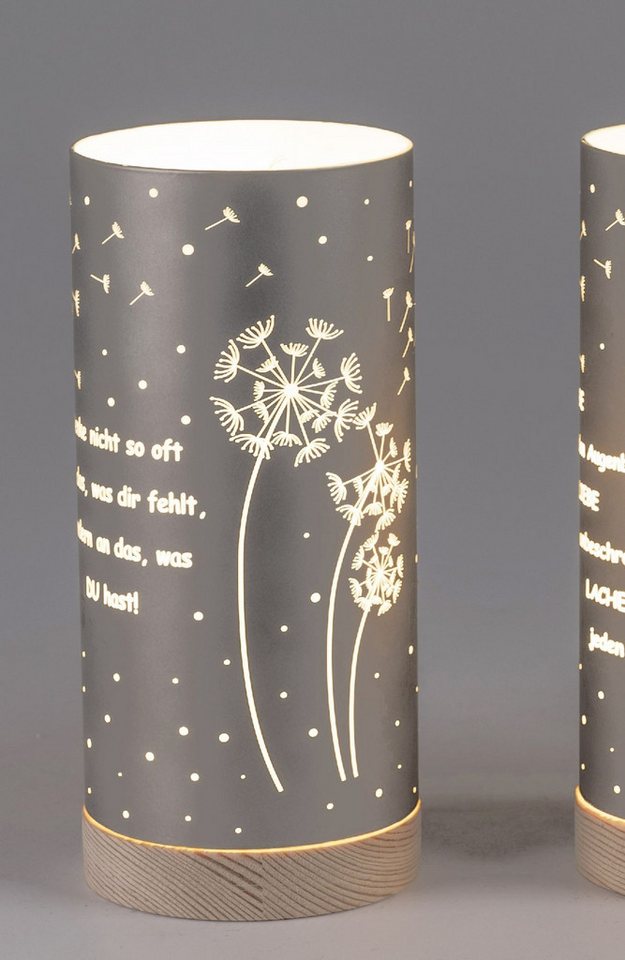 formano Nachttischlampe Grau, Durchmesser 9 cm, mit Timerfunktion, Grau, Motiv: Sprüche formano Nachttischlampe Grau, Durchmesser 9 cm, mit Timerfunktion, Grau, Motiv: Sprüche von formano