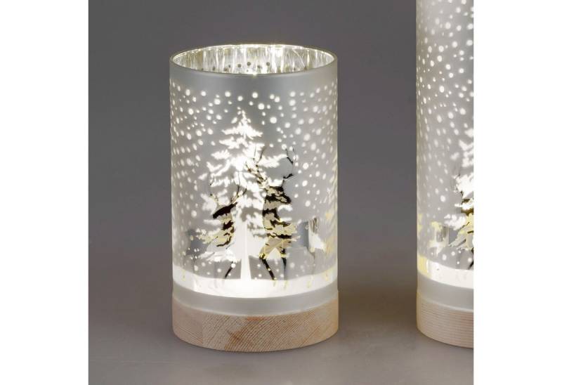 formano Nachttischlampe Hirsche, Mit Timerfunktion, Silber, Motiv: Hirsche von formano