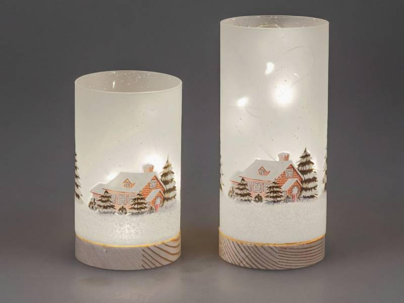 formano Nachttischlampe Winterlandschaft, Mit Timerfunktion, Weiß, Motiv: Winterlandschaft von formano