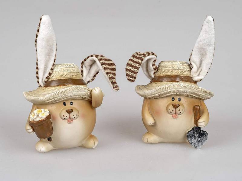 formano Osterhase Osterhase mit Hut 2er Set Osterfigur Kunststein biegsamen Ohren von formano