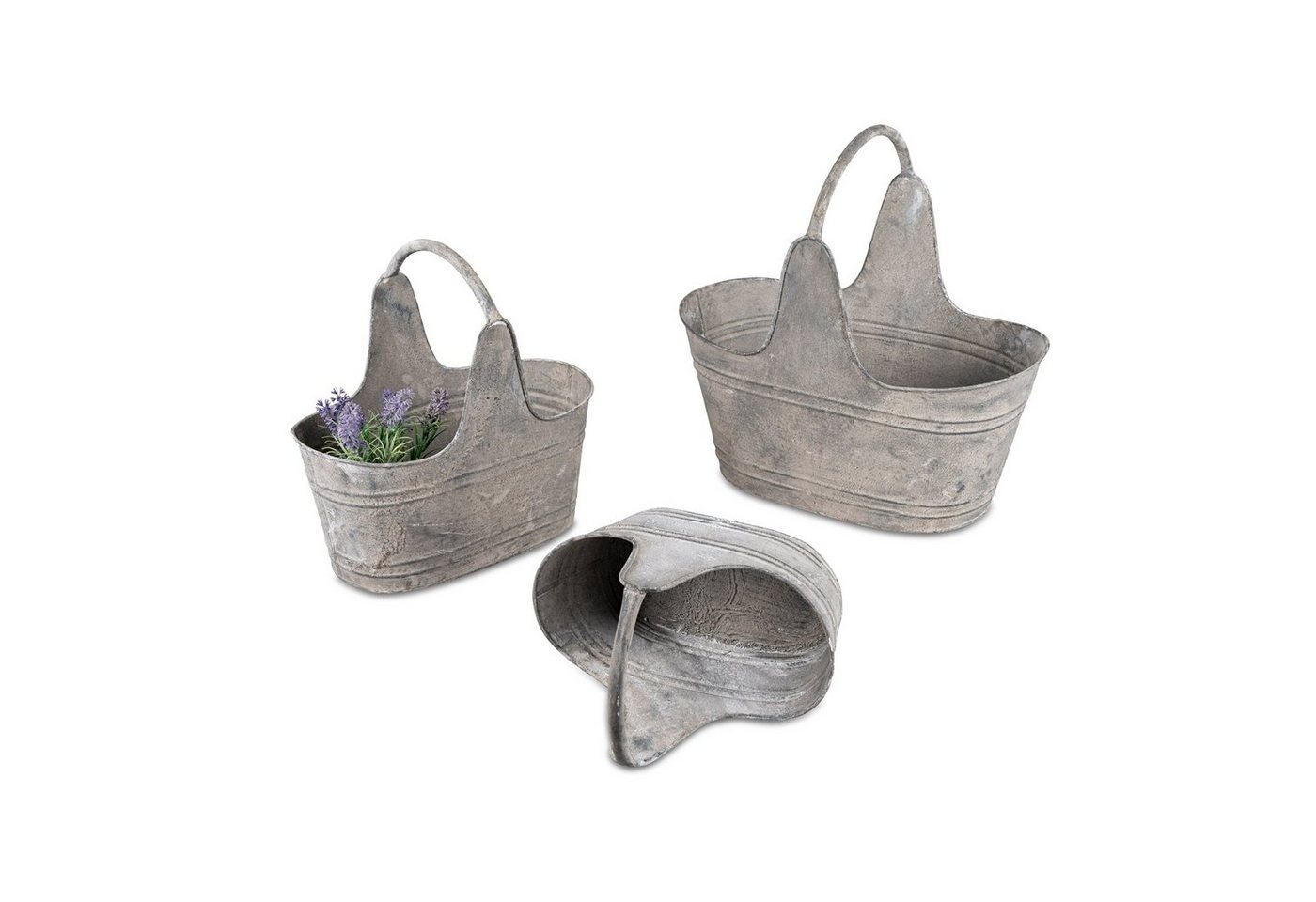 formano Pflanzkübel Körbe 3er-Set Metall antik (Set, 3 St., 3 Pflanzgefäße), Pflanzgefäß Gartendeko von formano