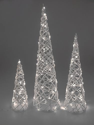formano Satz 3tlg. Pyramiden Champagner mit LED-Licht + Timer 40cm + 60cm + 80cm von formano