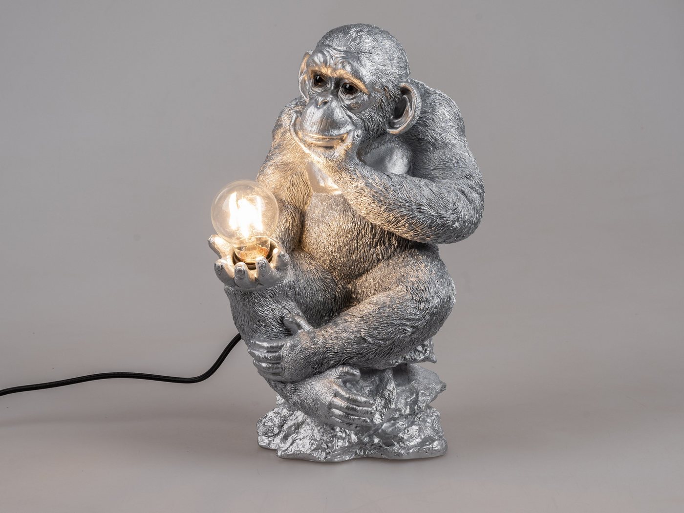 formano Schreibtischlampe Monkey Business: Stimmungslampe 41 cm x 25 cm antik-silbernen Affen, wechselbar, Dekolampe von formano
