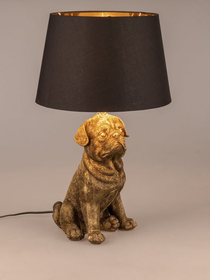 formano Schreibtischlampe Sitzender Hund Lampe in Antik-Gold 52 cm x 36 cm, handgefertigt, wechselbar, Dekolampe von formano