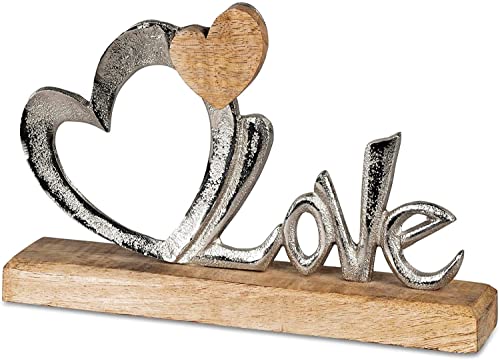 formano Schriftzug Love mit Herz 16x24cm Mangoholz und Aluminium von formano