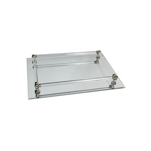 formano Spiegeltablett rechteckig mit edler Umrahmung, Länge ca. 37 cm, Breite ca. 25 cm, Silber/transparent von formano