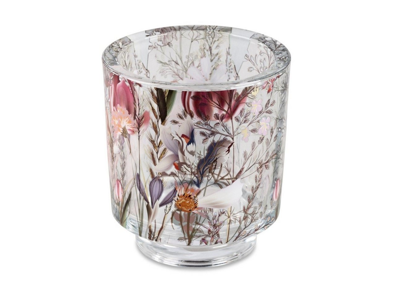 formano Teelichthalter Blumenwiese, Mehrfarbig H:9cm D:7.5cm Glas von formano
