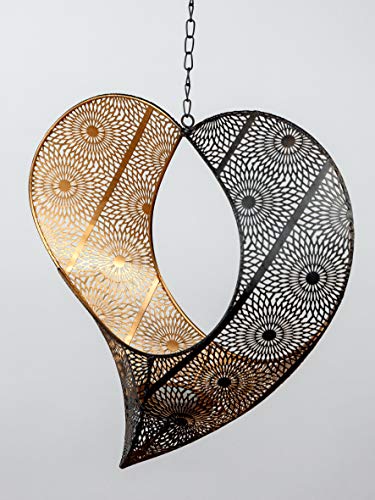 Teelichthalter Herz schwarz Gold 100x24 cm Kerzenhalter Hänger Fensterhänger von formano