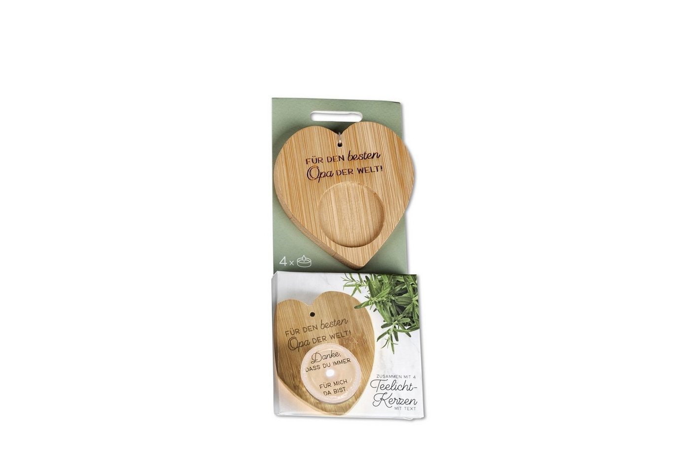 formano Teelichthalter Teelichthalter mit Spruch (Set, 5 St., 1 Teelichthalter und 4 Teelichter mit Überraschungsspruch), Kerzenständer von formano