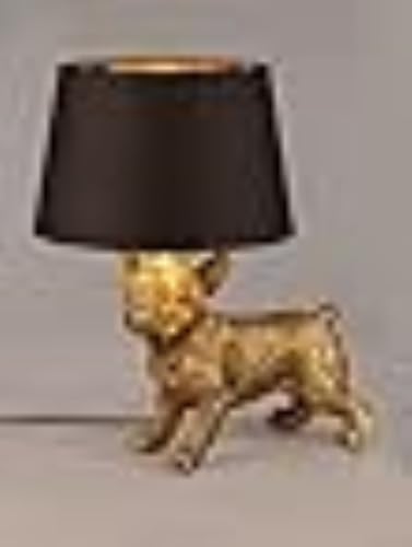 formano Tischlampe Stehlampe Lampe, antik gold 42cm mit Hunde Figur Bulldog von formano
