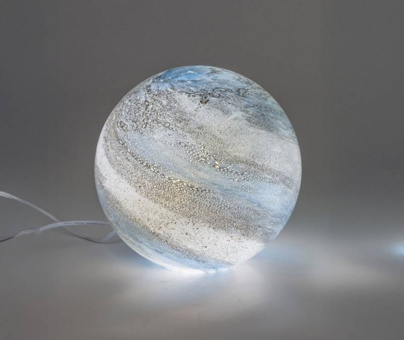formano Tischleuchte Kugellampe LUXOR Glas Marmor Design 24 cm Tischlampe blau E14 Fassung von formano