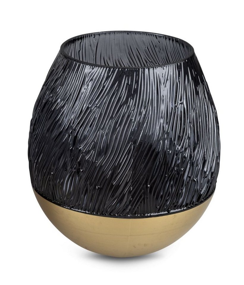 formano Tischvase in schwarz / gold aus Glas in zwei Größen wählbar, dekorative Vase aus Glas von formano