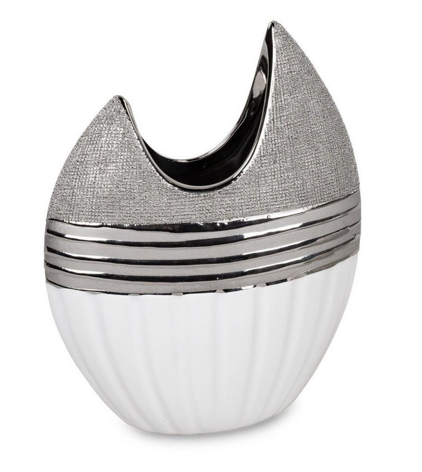 formano Dekovase White Silver, Silber B:16cm H:21cm Keramik von formano