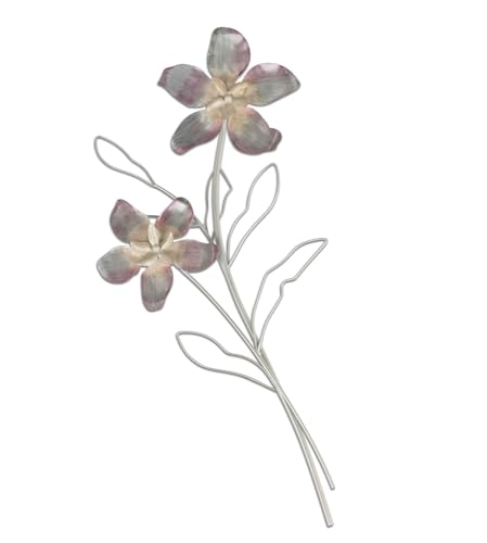 formano Wand-Zweig 3D Blume 55cm - Handbemaltes Metall Wandbild Wanddekoration perlmuttfarbene Blumen Deko für Wohnzimmer Schlafzimmer Flur Wandbehang zum hängen Wandblume von formano