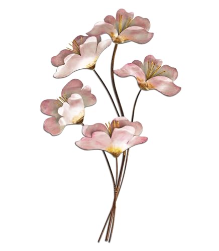 formano Wand-Zweig 3D Blume 60cm - Handbemaltes Metall Wandbild Wanddekoration perlmuttfarbene Blumen Deko für Wohnzimmer Schlafzimmer Flur Wandbehang zum hängen Wandblume von formano