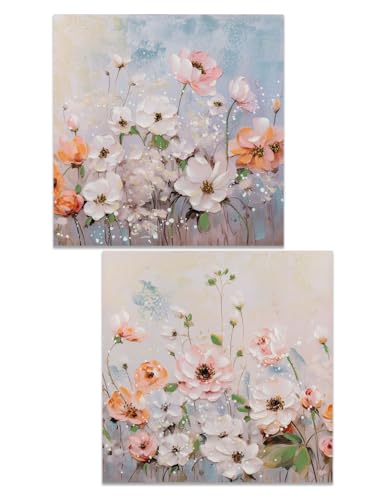 formano Wandbild Blumen 2er Set 60x60cm Leinwand Gemälde Goldglitter Dekoration Goldglitter Spachteltechnik Wohnzimmer Geschenk Modern Kunst Natur Wanddekoration Sommer formano Wandbild Blumen 2er Set 60x60cm Leinwand Gemälde Goldglitter Dekoration Goldglitter Spachteltechnik Wohnzimmer Geschenk Modern Kunst Natur Wanddekoration Sommer von formano