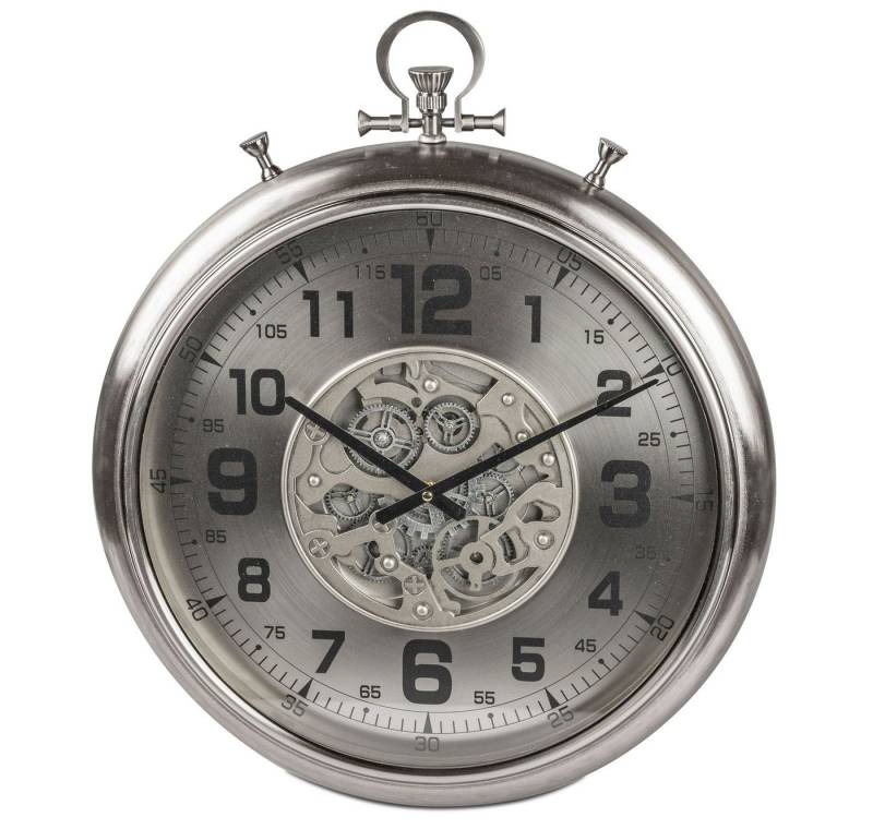 formano Wanduhr Silver 52x60 cm Metall Uhr mit beweglichen Zahnrädern Modern Silber (Sichtbar bewegliche Zahnräder) von formano