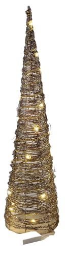 formano Weihnachten Pyramide mit LED und Timer aus Rattan mit goldenen Bändern umwickelt in 3 Größen (60) von formano