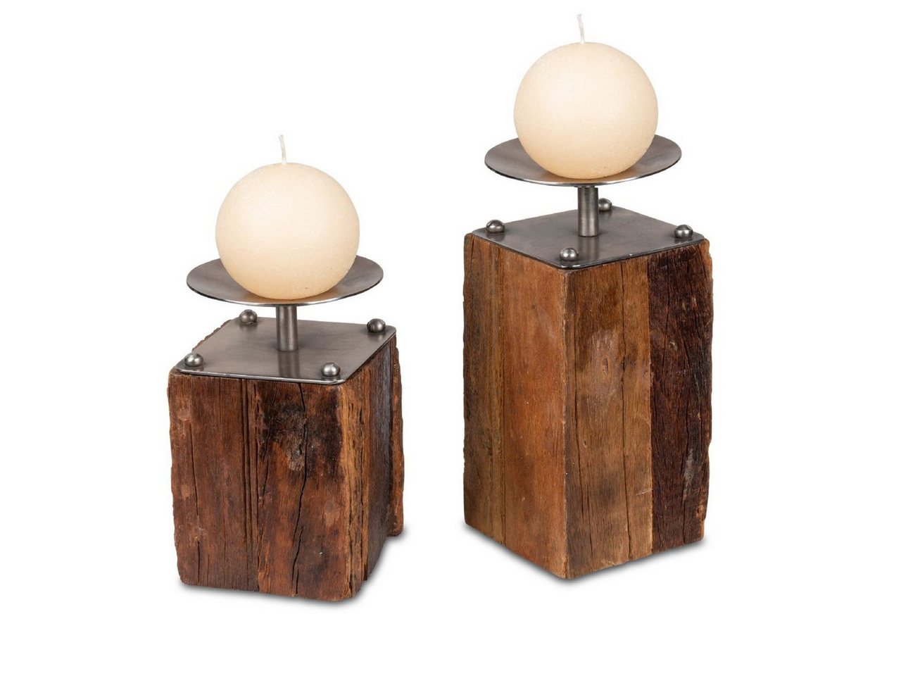 formano Windlicht Antik, Natur L:10cm B:10cm H:23cm D:11cm Holz von formano