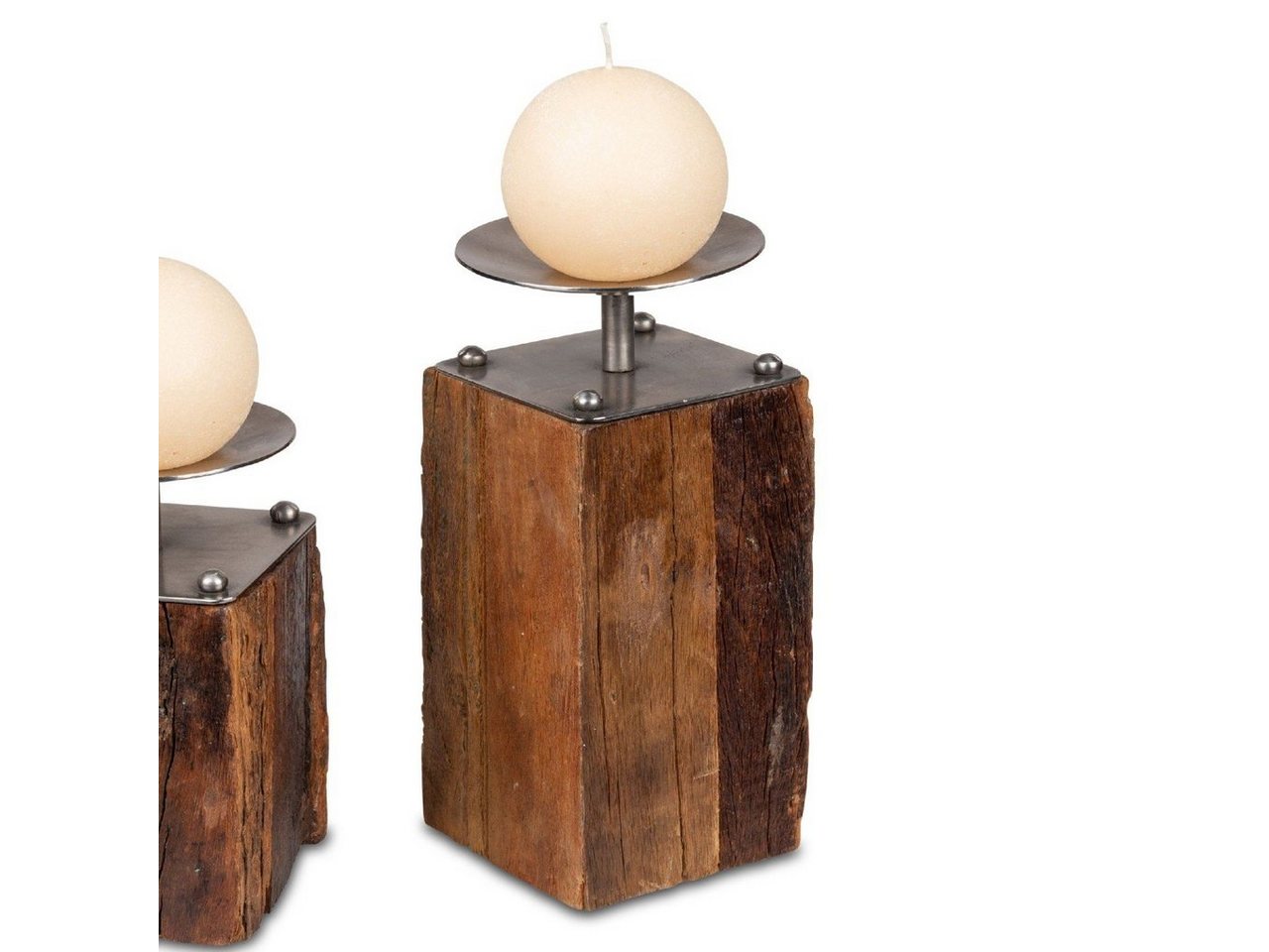 formano Windlicht Antik, Natur L:10cm B:10cm H:23cm Holz von formano