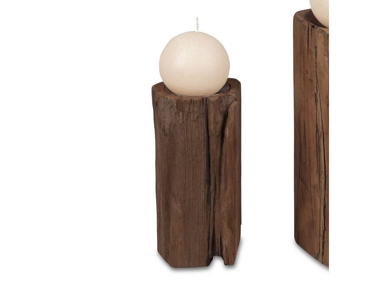 formano Windlicht Antik Wood, Natur L:9cm B:9cm H:20cm Holz von formano