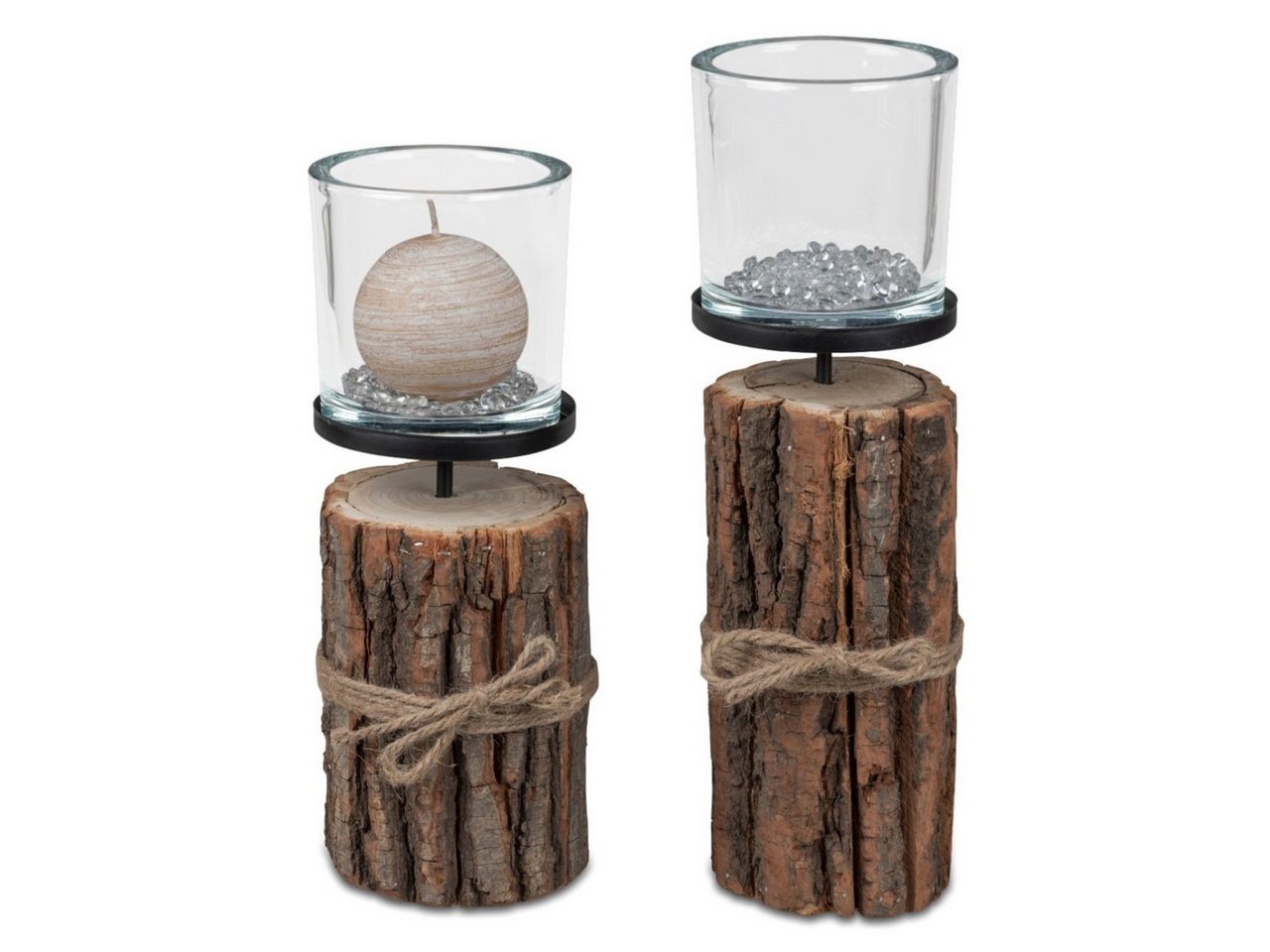 formano Windlicht Baumstamm, Natur H:28cm D:10cm Holz + Glas von formano