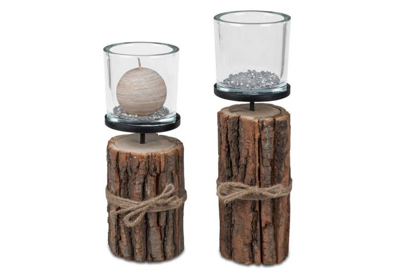 formano Windlicht Baumstamm, mit Glasaufsatz, Natur, Motiv: Baumstamm von formano