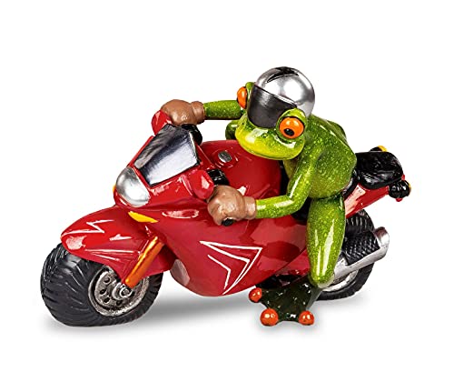 formano lustige Frösche Figur Frosch Motorradfahrer rot Poly 18 cm von formano