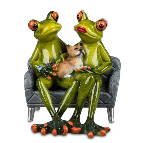 formano wunderschönes 2er Set Froschpaar auf Sofa mit Katze oder Hund,Froschhausen handbemalt von formano