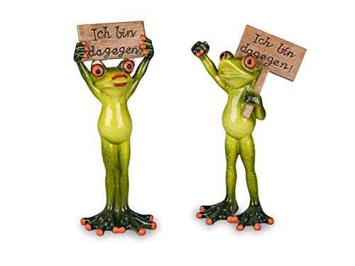 formano 2er Set lustige Frösche Frosch als Demonstrant mit Schild Figur Froschpaar von formano