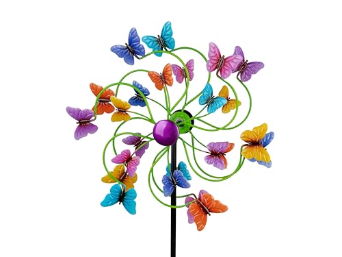 wunderschönes,buntes Windrad für den Garten Modell Schmetterling Windspiel Windmühle,Gartendeko, ca.124 cm groß von formano