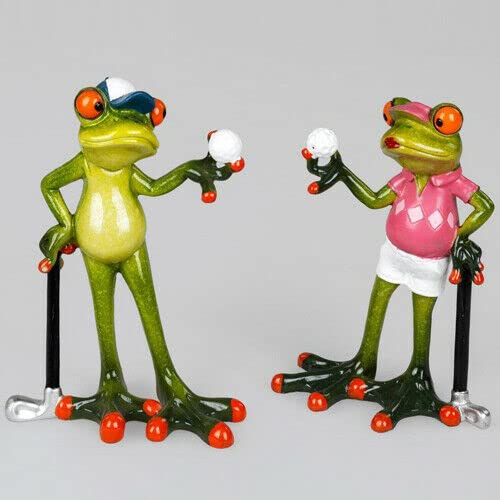 formano wunderschönes 2er Set lustige Frösche Figur Froschpaar Golfspieler aus Poly jeweils ca. 14 cm,Froschhausen von formano