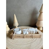 Raysin, Weihnachts Deko Set Auf Holztablett Aus Klötzchen, Wichtelgeschenk, Wichteln, Winterdeko, Tanne, Geschenk, Weihnachten, Keraflott von formschoenbyKatja