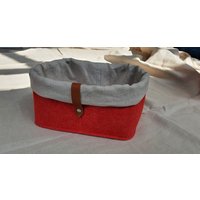 Filzkorb Brotkorb Wollfilzkorb Aufbewahrungskorb Aus Wollfilz Mit Futter Jute Rot von formwerdung