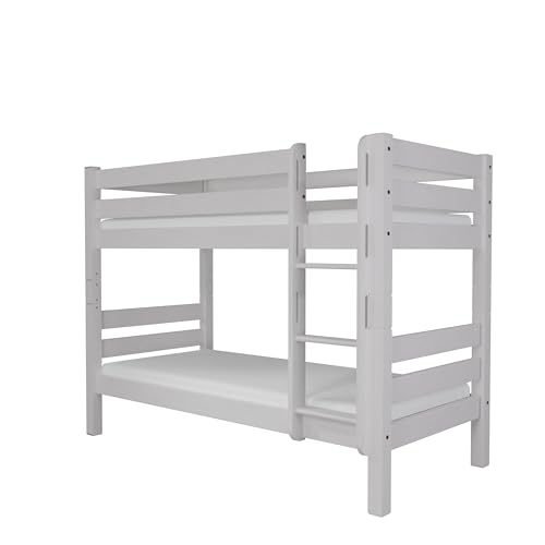 fornera f25 Massivholz Etagenbett für 2 Kinder aus Kernbuche 90x200cm - Doppelstockbett Hochbett mit Lattenrost - Kinderhochbett mit Treppe von fornera