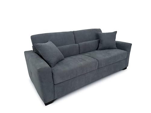 fornera f60 Sofa mit Schlaffunktion - 3 Sitzer Schlafsofa und Klappsofa mit hochwertiger Kaltschaummatratze & CATAS Bettgestell - Schlafcouch mit Bettfunktion grau von fornera