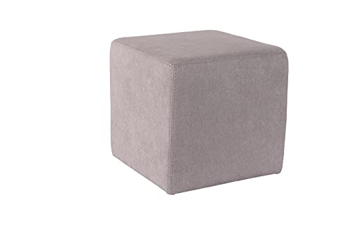 fornera f66 Cube Sitzwürfel Polsterwürfel Polsterhocker Sitzpouf Pouf HockeFußhocker Sitzbank Hocker Stoffhocker, viele Farben, hochwertige Polsterung, Kunststofffüße (Chalk Grey) von fornera
