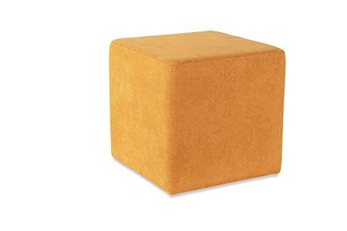 fornera f66 Cube Sitzwürfel Polsterwürfel Polsterhocker Sitzpouf Pouf Hocker Fußhocker Sitzbank Hocker Stoffhocker, viele Farben, hochwertige Polsterung, Kunststofffüße (Honey Melon) von fornera