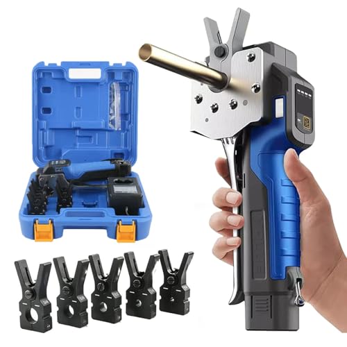 Electric Flacking Tool Kit, Ausflacker -Expander mit 5 Fackelklemmen und Batterie, LED -Beleuchtung, 45 ° Excentric Power Flacking Tool Kupferflackwerkzeug für weiche Kupfer-/Messingrohre von forplubossmmp