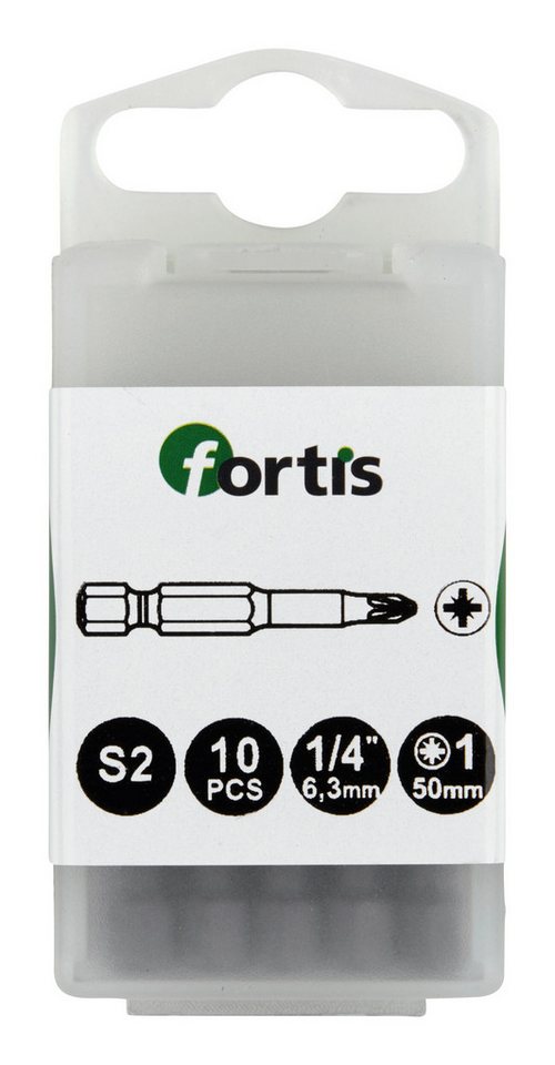 fortis Kreuzschlitz-Bit, 10 Stück, Bit 1/4 für Kreuzschlitz-Schrauben, DIN3126 E6,3 PZ 1 x 50 mm a" von fortis