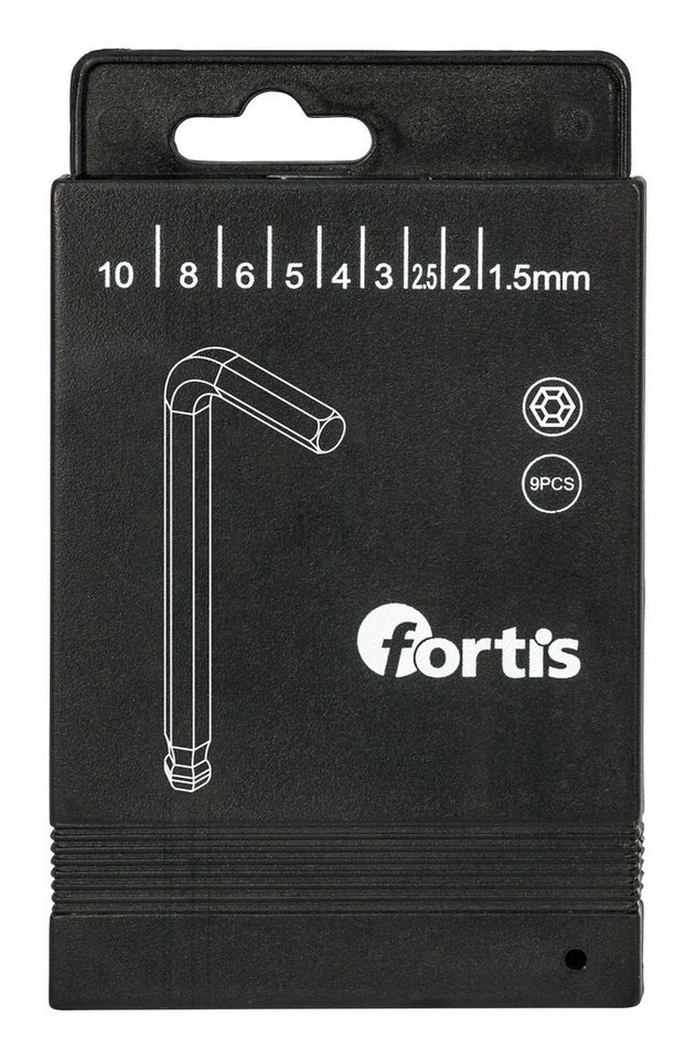 fortis Schraubendreher, (9 St), Winkelschraubendreher-Box 9-teilig 1,5-10 mm Kugelkopf von fortis