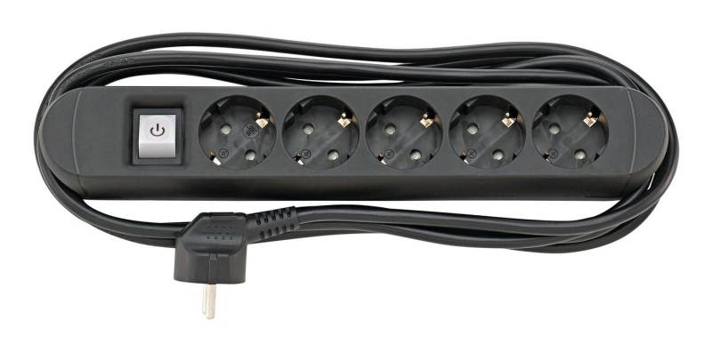 fortis Steckdosenleiste (Kabellänge 3 m), 5-fach H05VV-F3G1,5 3m mit Magnet von fortis