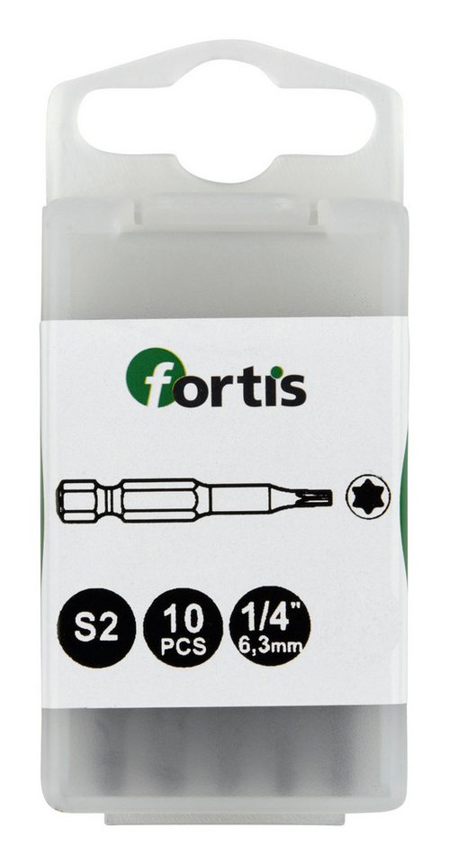 fortis Torx-Bit, 10 Stück, Bit 1/4 für Innen-TORX-Schrauben DIN3126 E6,3 TX10 x 50 mm a" von fortis