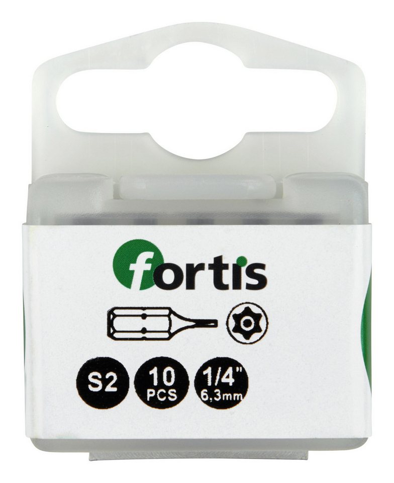 fortis Torx-Bit, 10 Stück, Bit 1/4 für InnenBO-Schrauben DIN3126 C6,3 TX10 x 25 mm mit Bohrung" von fortis