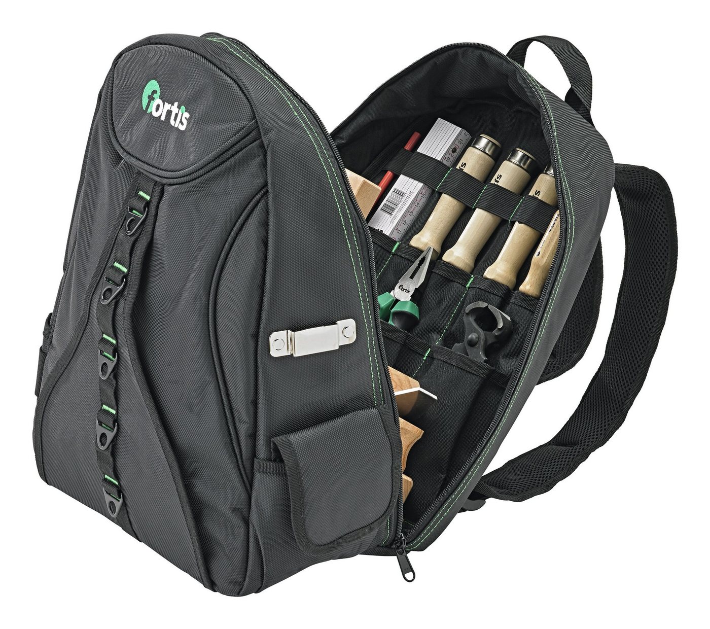 fortis Werkzeugtasche (21-tlg), Werkzeugsortiment Holz im Rucksack von fortis