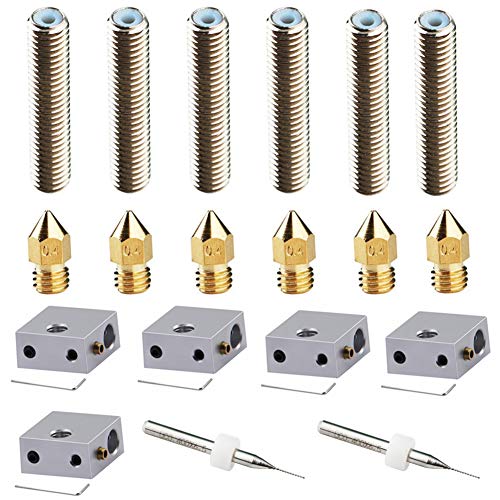 Fortspang Heizblock aus Aluminium + 30-mm-Extruder, 1,75-mm-Düsenhals, 0,4-mm-Extruder-Messingdüsen-Druckkopf + Reinigungsbohrer + 5 x Sechskantschlüssel für MK8 Makerbot Anet A8 3D-Drucker von fortspang