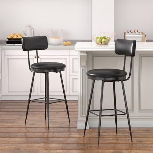 fortuna Lai Barhocker 2er Set, Barstuhl mit Rückenlehne Fußstütze, Küchenstuhl Bistrohocker Design Hocker, gut Gepolstert, PU, Schwarz fortuna Lai Barhocker 2er Set, Barstuhl mit Rückenlehne Fußstütze, Küchenstuhl Bistrohocker Design Hocker, gut Gepolstert, PU, Schwarz von fortuna Lai