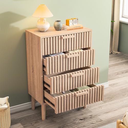 fortuna Lai Kommode mit 4 Schubladen, Sideboard aus Holz 60x34x91 cm, Aufbewahrungsschrank mit Stauraum, Schlafzimmer- und Wohnzimmermöbel im skandinavischen Stil, Naturfarbe fortuna Lai Kommode mit 4 Schubladen, Sideboard aus Holz 60x34x91 cm, Aufbewahrungsschrank mit Stauraum, Schlafzimmer- und Wohnzimmermöbel im skandinavischen Stil, Naturfarbe von fortuna Lai