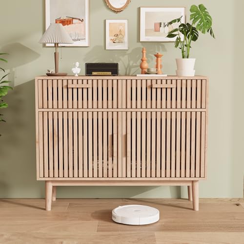 fortuna Lai Sideboard mit 2 Schubladen und 2 Türen, Kommode 100x35x80 cm aus Holz, Anrichte für Esszimmer, Wohnzimmer oder Flur, Buffet mit Stauraum, Naturfarbe fortuna Lai Sideboard mit 2 Schubladen und 2 Türen, Kommode 100x35x80 cm aus Holz, Anrichte für Esszimmer, Wohnzimmer oder Flur, Buffet mit Stauraum, Naturfarbe von fortuna Lai