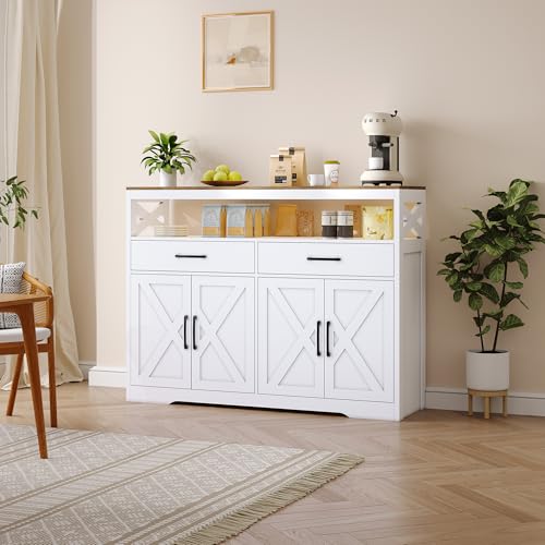 fortuna Lai Sideboard mit 2 Schubladen und 4 Türen, Anrichte 140x40x105 cm, Buffetschrank mit Stauraum und verstellbaren Einlegeböden, Küchenschrank/Kommode für Wohnzimmer & Esszimmer, Weiß fortuna Lai Sideboard mit 2 Schubladen und 4 Türen, Anrichte 140x40x105 cm, Buffetschrank mit Stauraum und verstellbaren Einlegeböden, Küchenschrank/Kommode für Wohnzimmer & Esszimmer, Weiß von fortuna Lai